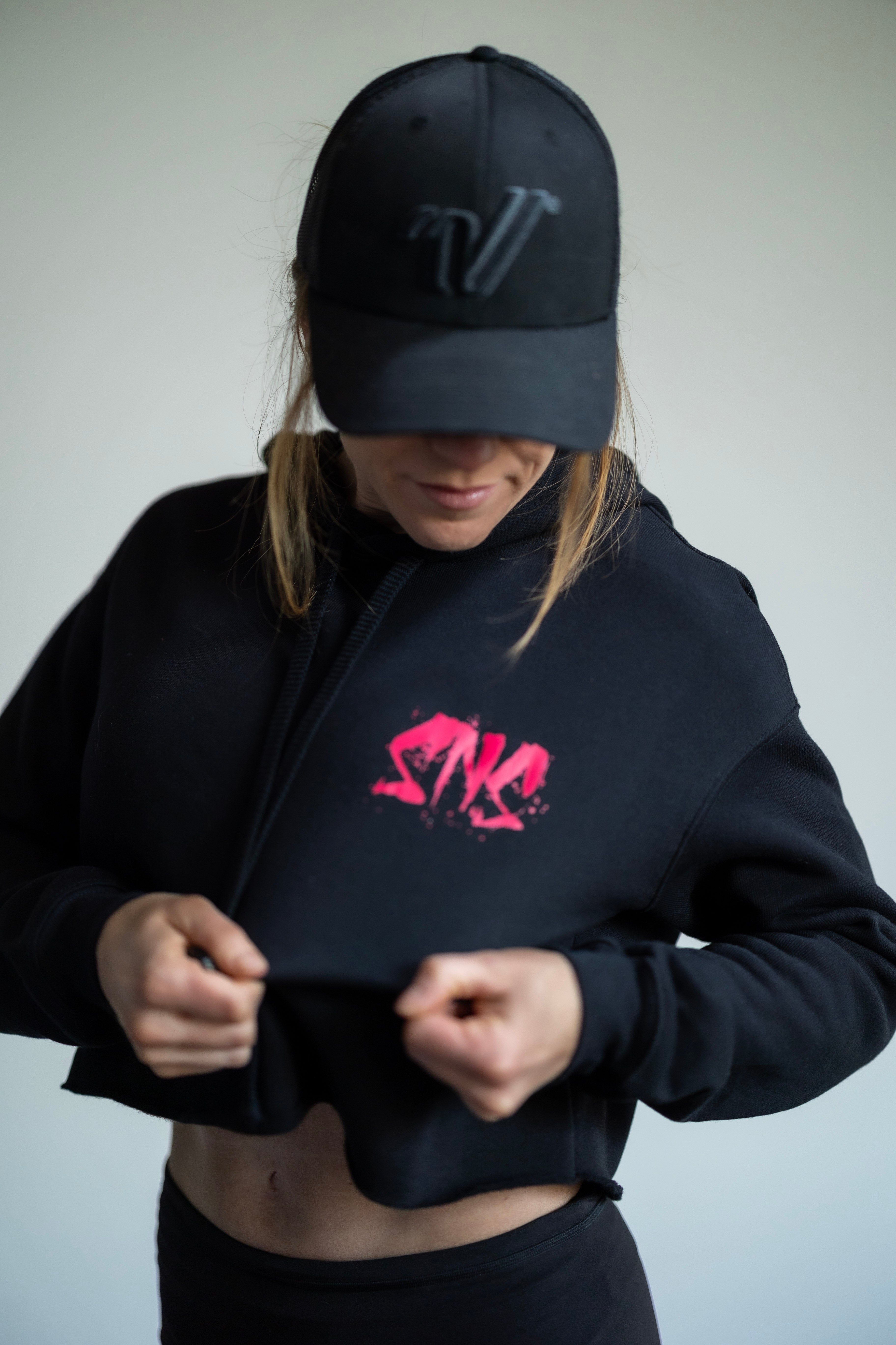 Ladies hot pink SNS crop top