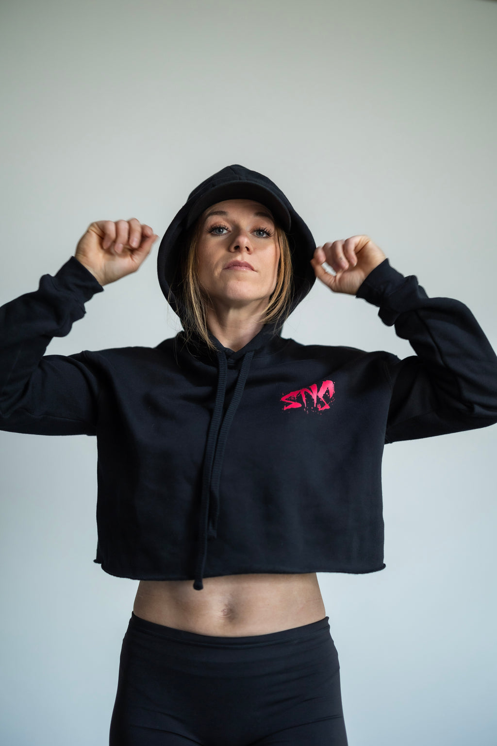 Ladies hot pink SNS crop top