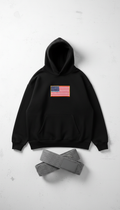 Oversized Hoodie Iron Black With Flag Patch
